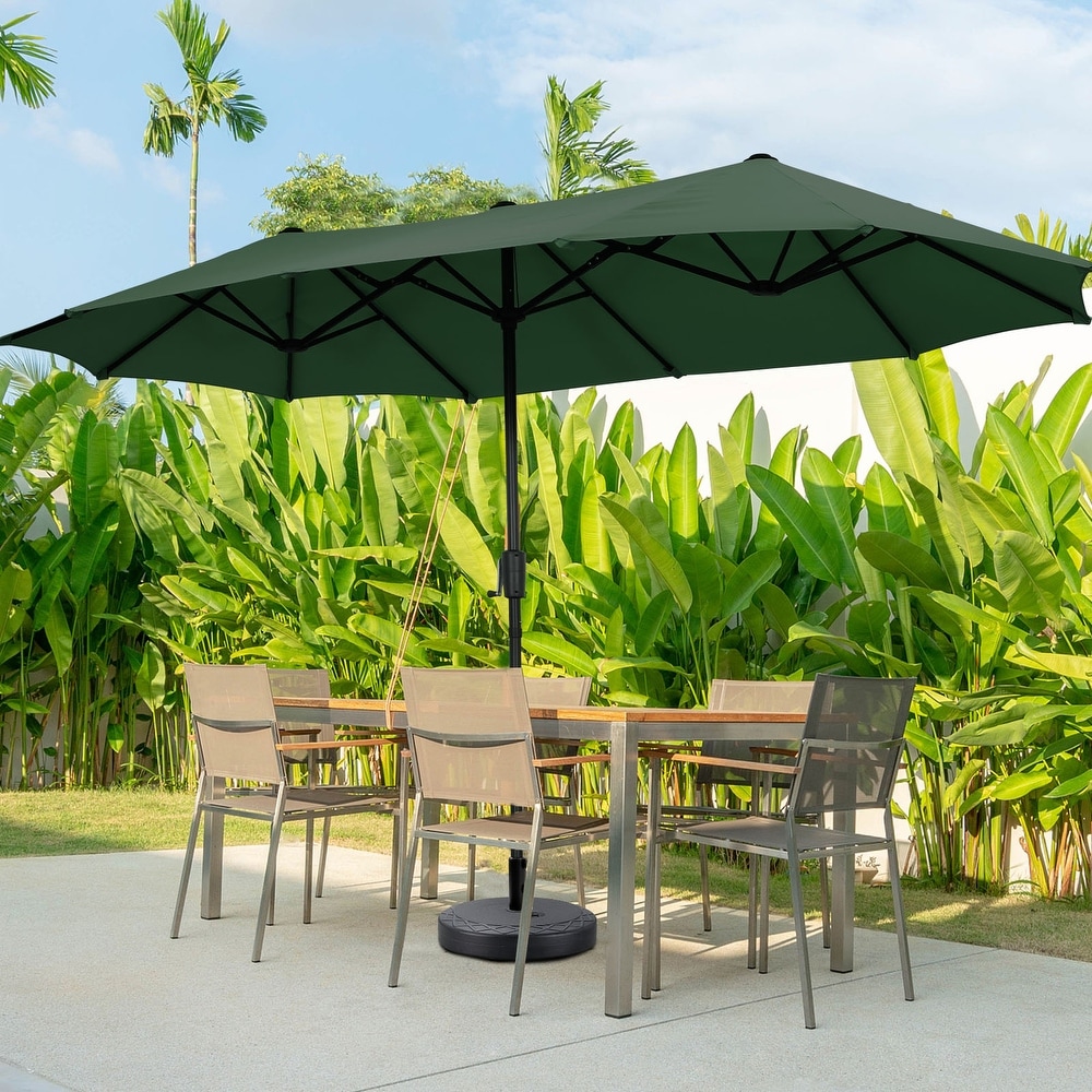 6 chair patio table with umbrella Outsunny 8 Piece Patio Set with Umbrella, Outdoor Dining Table & 6 Folding  Chairs w/ Mesh Seat, Black