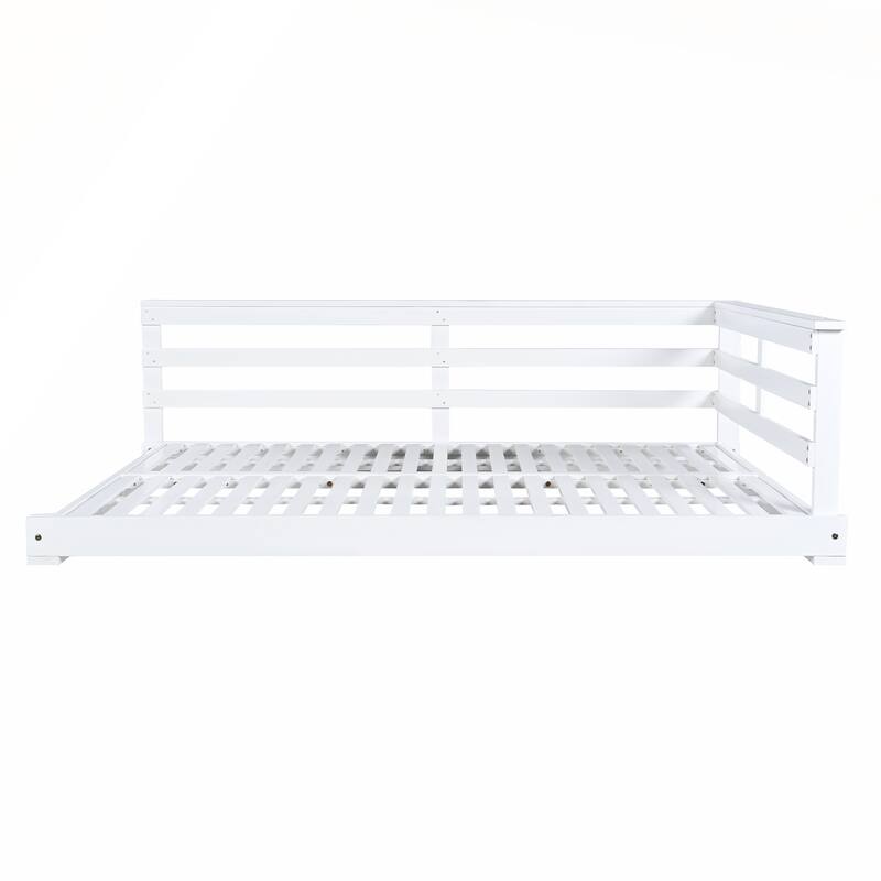 Durable Acacia Wood Porch Swing Bed with Hemp Ropes for Patio and Garden
