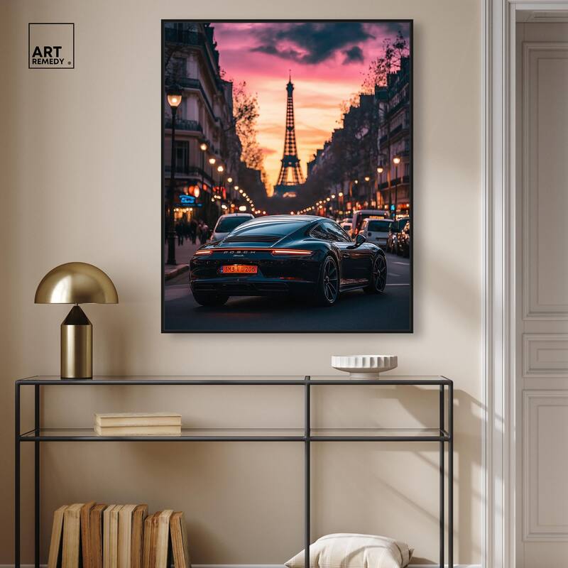 Parisian Porsche Twilight I Canvas by Art Remedy