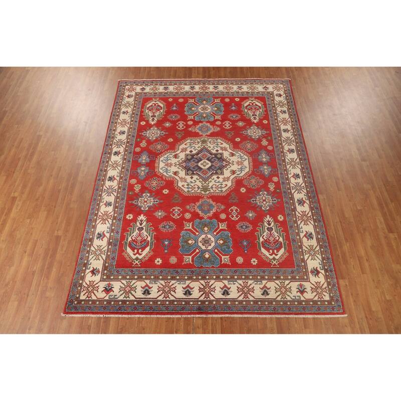 Traditional Kazak Oriental Area Rug Handmade Red Wool Carpet - 8'7"x 11'3"