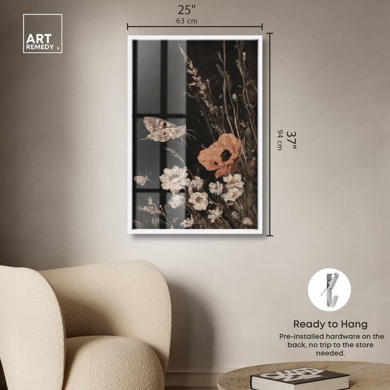 Poppy and Moth II Shadowbox by Art Remedy