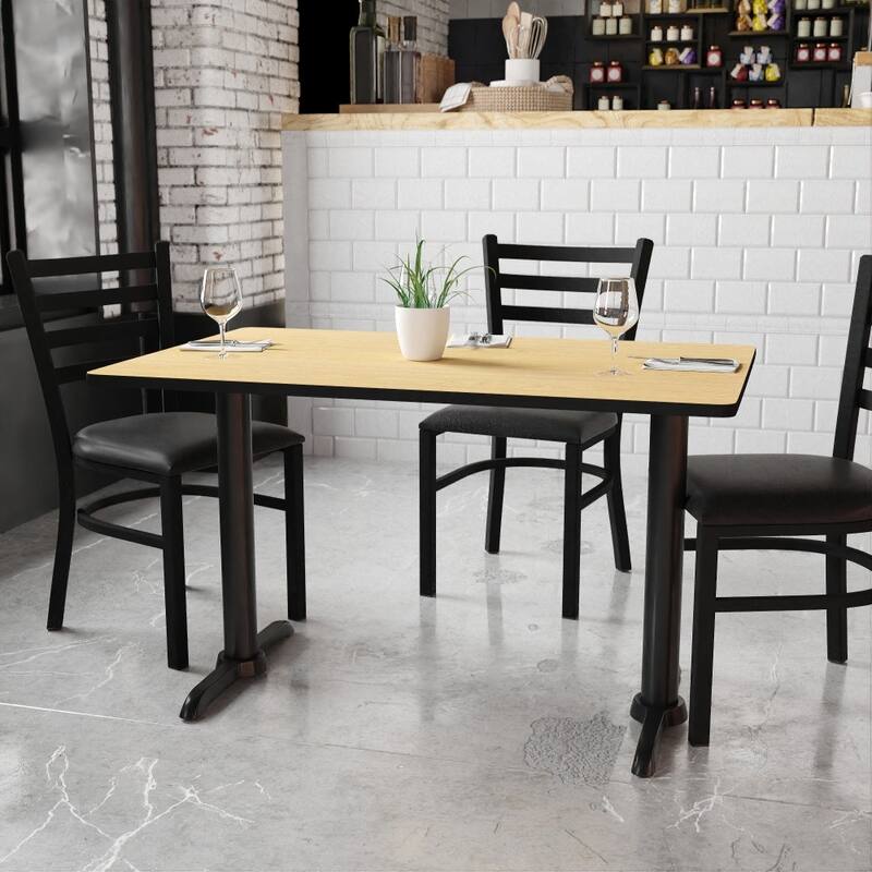 30'' x 48'' Rectangular Laminate Table Top with 5'' x 22'' Table Height Bases - 30"W x 48"D x 31.125"H - 30"W x 48"D x 31.125"H - Natural