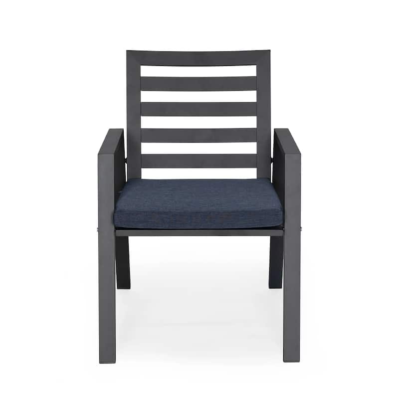 Chelsea Modern Mid-Century Patio Silhouette Aluminum Dining Chair with Olefin Fabric Cushions - 34.84