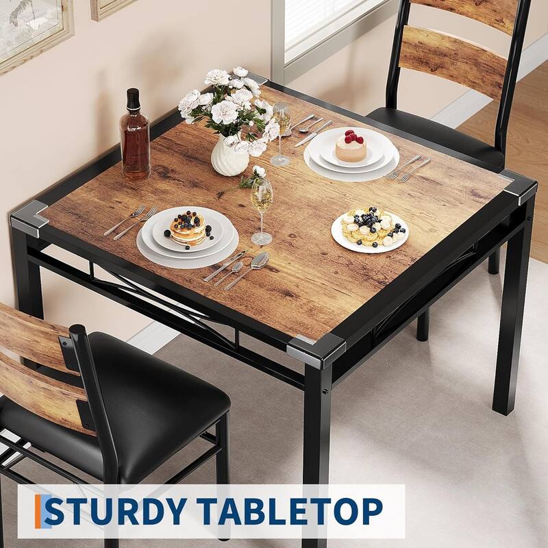 3-Piece Modern Space-Saving Dining Table Set for Small Space, Dining Room, Apartment