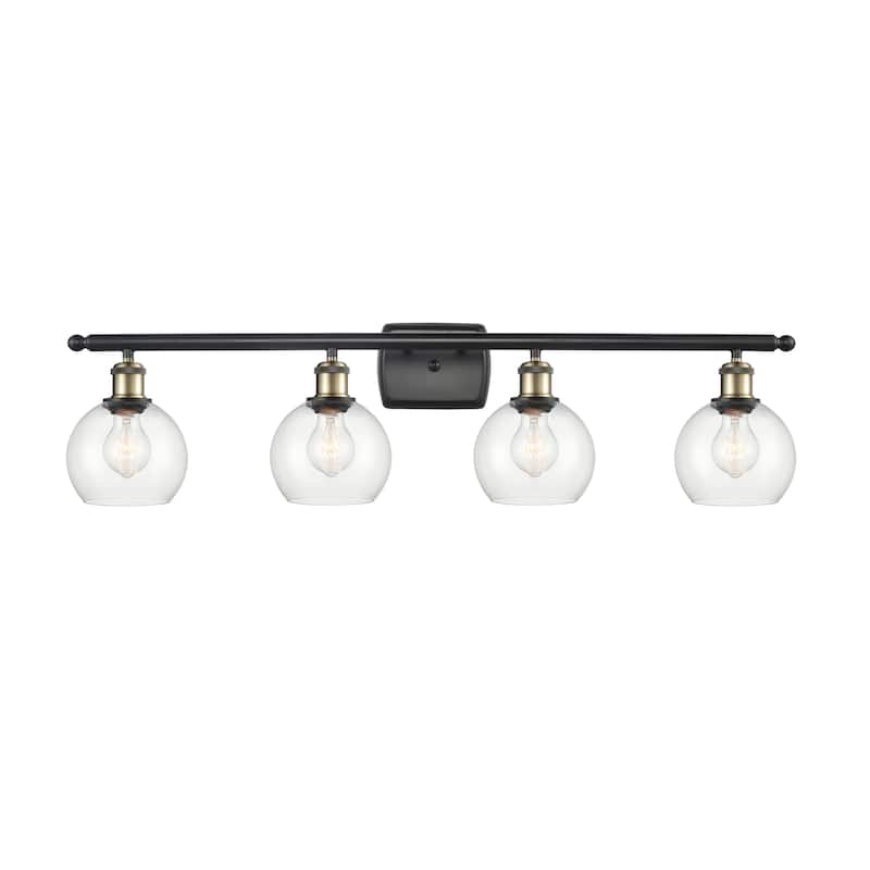 Innovations Lighting Athens - 4 Light 36" Bath Vanity Light - 6" Shade - Clear/Black Antique Brass Finish
