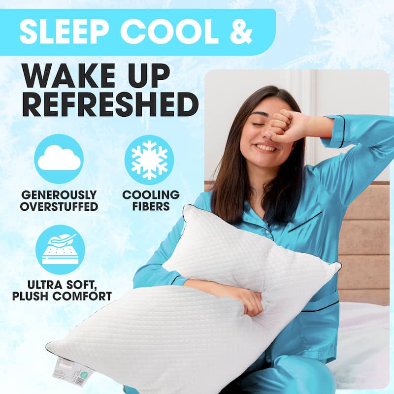 Cheer Collection Cooling Ice Pillow With Shredded Foam and Soft Washable Cover
