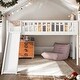 preview thumbnail 1 of 22, Full Low Loft Bed with Ladder & Slide, White White