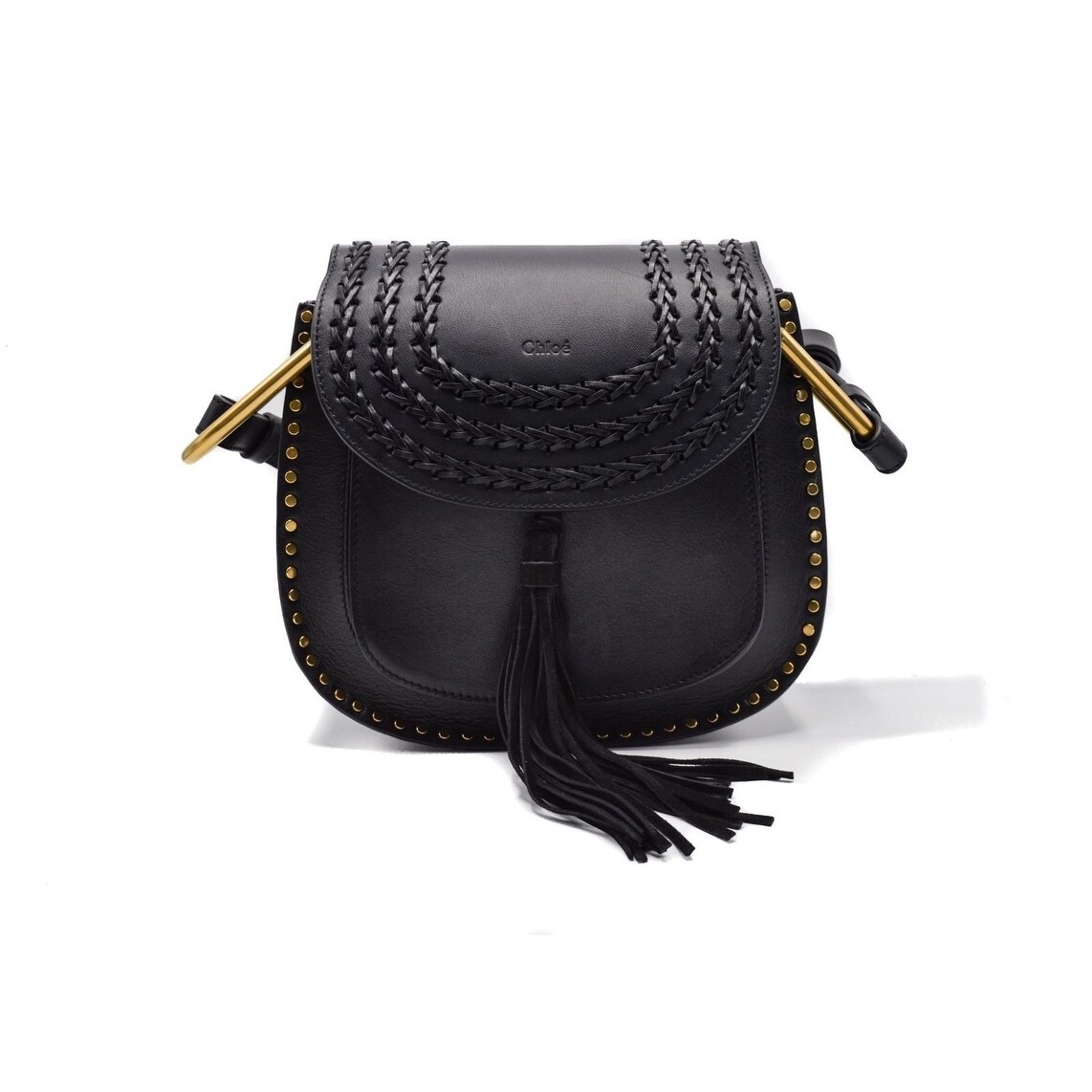 chloé studded embroidered leather shoulder bag