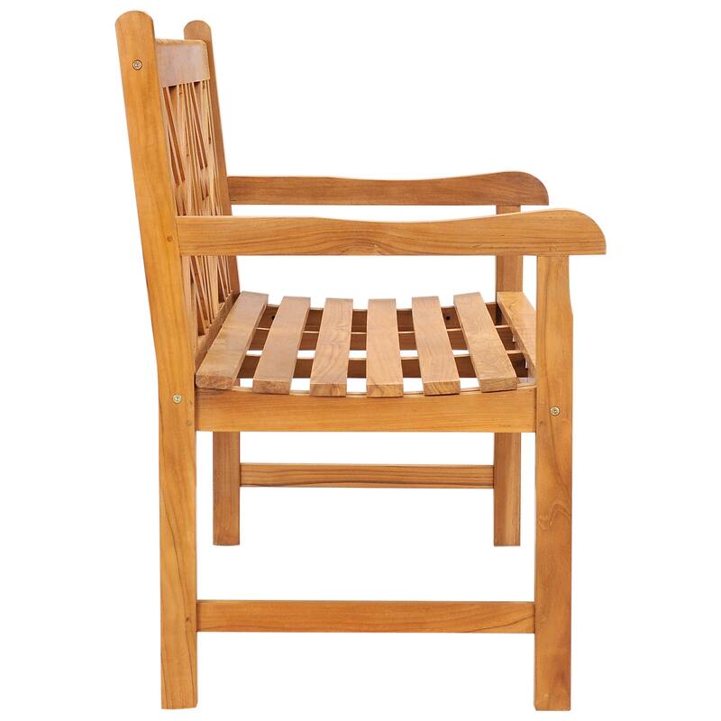 Chic Teak Chippendale Outdoor Teak Wood Patio & Garden Double Bench