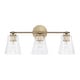 preview thumbnail 2 of 10, Baker 3-light Bath/ Vanity Fixture w/ Clear Seeded Glass