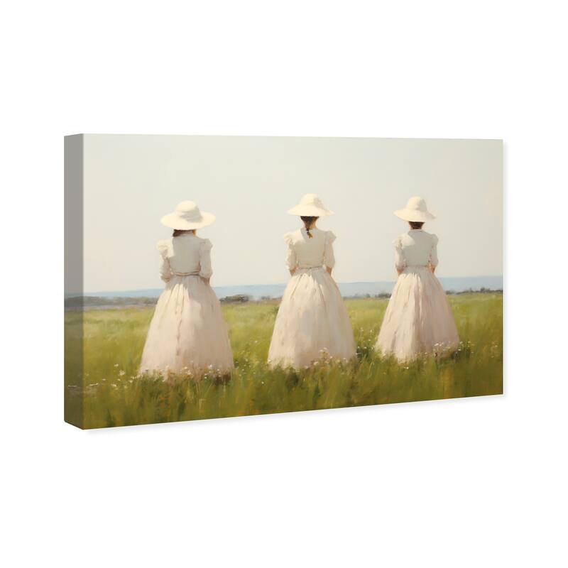 Wynwood Studio Canvas Classic and Figurative Ladies from the field White and Cream White Traditional Wall Art Canvas Print