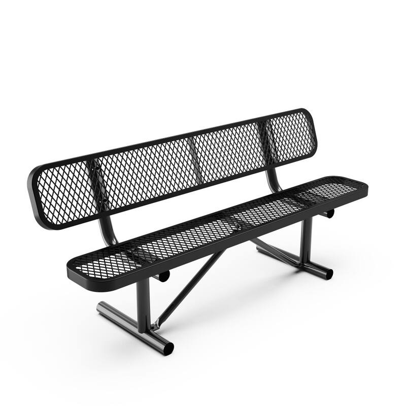 Commercial Grade Expanded Mesh Metal Outdoor Bench with Anchors