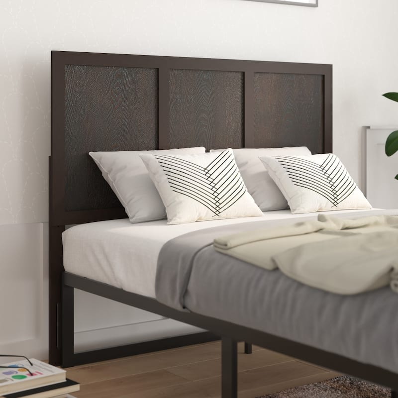 Solid Wood Paneled Headboard Only - Dark Brown - Full