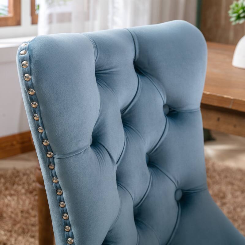 Set of 2 Modern High-End Tufted Solid Wood Upholstered Dining Chair with Nailhead Trim
