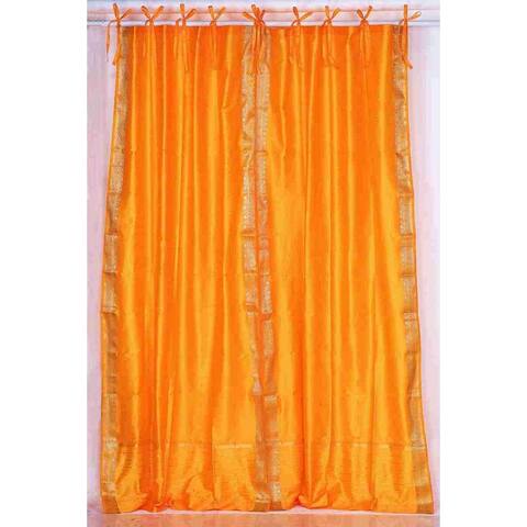 Pumpkin Tie Top Sheer Sari Curtain / Drape / Panel - Piece