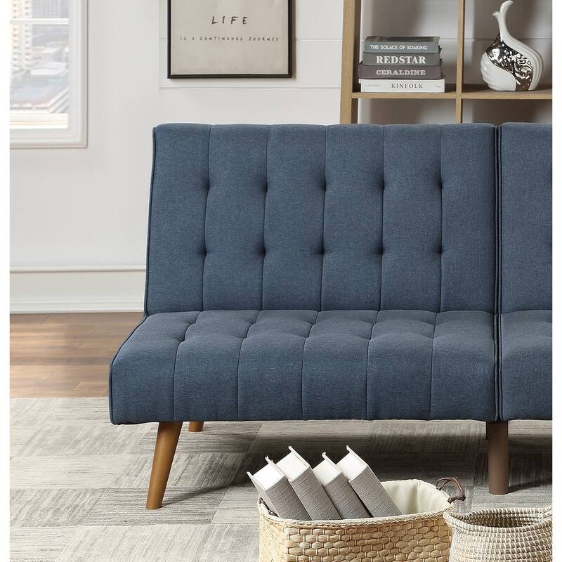 Navy Color Modern Convertible Sofa 1pc Set Couch Polyfiber Plush Tufted
