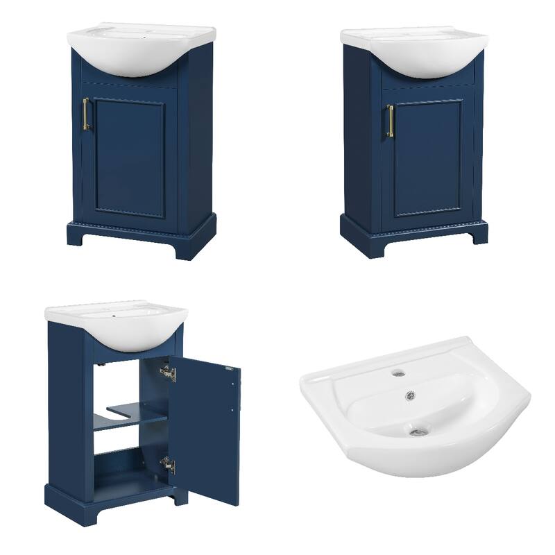 30" Bathroom Storage Cabinet with Ceramic Sink, 2 Large Soft Closing Doors with Organizer, 1 Hided Drawer and Adjustable Shelf