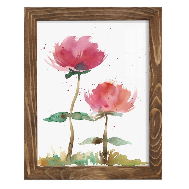 Pink Fleurs I -Framed Print w/glass-Cherry Red