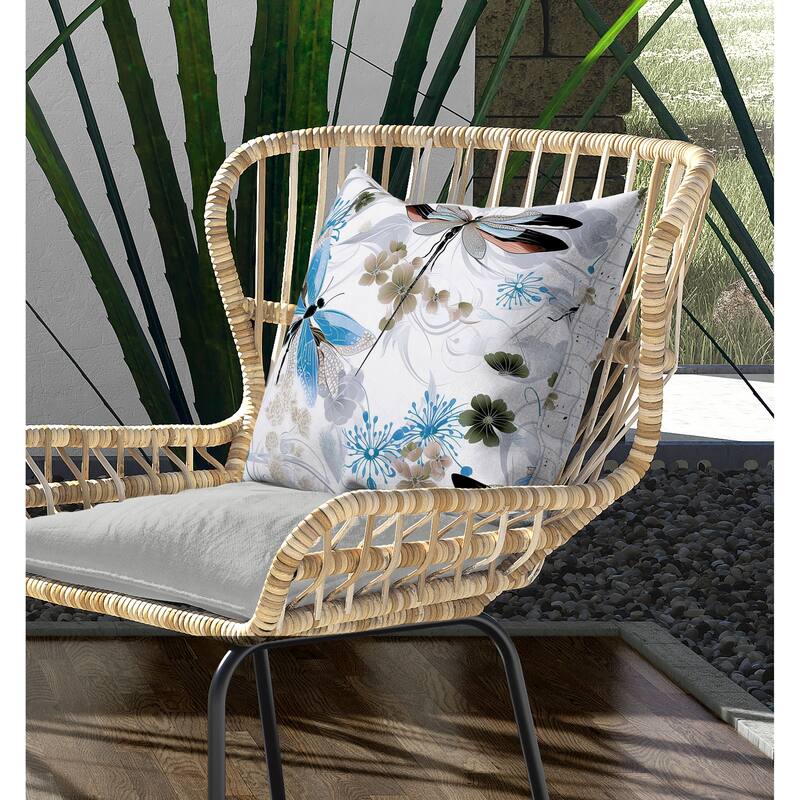 Wings in Motion Indoor/Outdoor Reversible Throw Pillow Blue and Grey