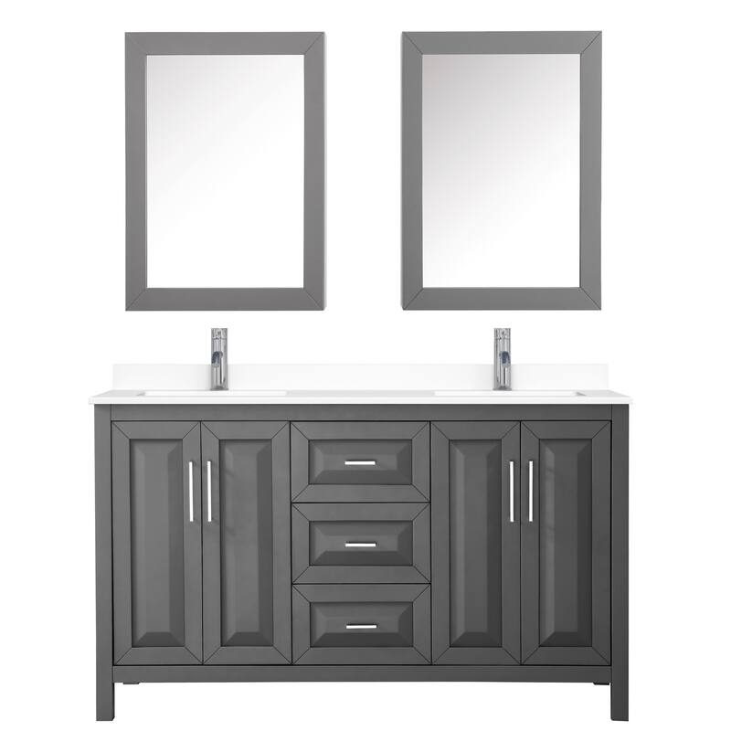 Daria 60 Inch Double Vanity, Cultured Marble Top, Medicine Cabinets