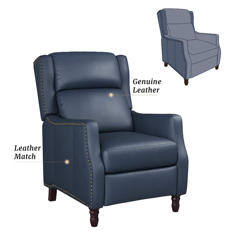 Modern Genuine Leather Recliner Chairs Push Back Adjustable Recliners with Comfortable Arms Set of 2