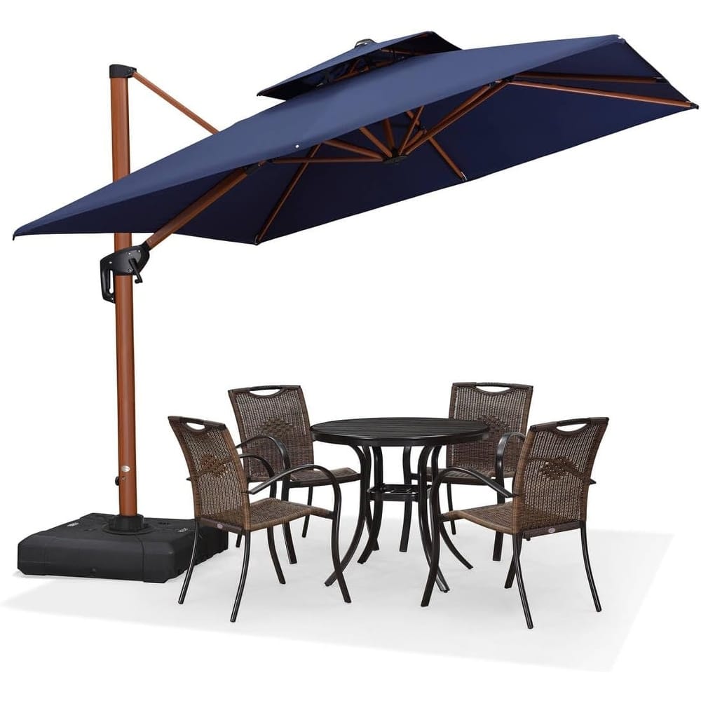 PURPLE LEAF 9 ft Square Wood Pattern Patio Cantilever Umbrella