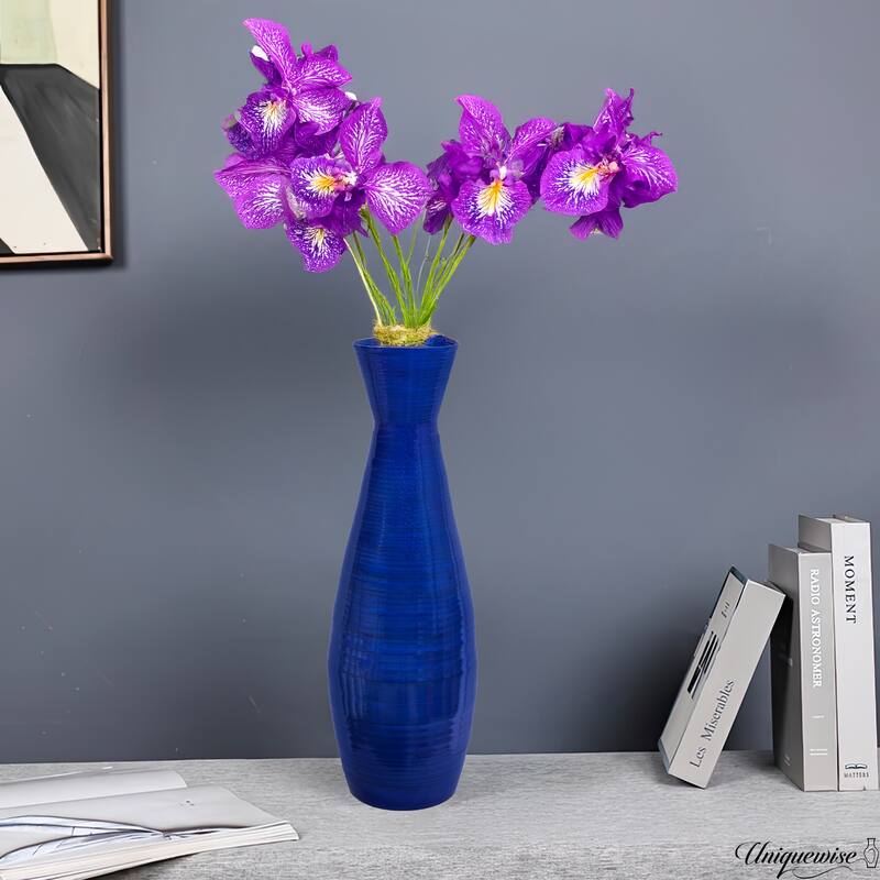 Decorative 24-inch Tall Red Bamboo Floor Vase for Modern Home, Office, Living Room, Bedroom, and Entryway Interior Decor