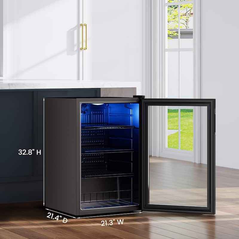 141-Cans Beverage Cooler, Mini Fridge with Adjustable Shelves