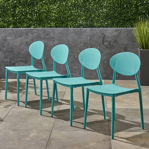 Westlake Outdoor Plastic Stacking Dining Chairs (Set of 4) by Christopher Knight Home