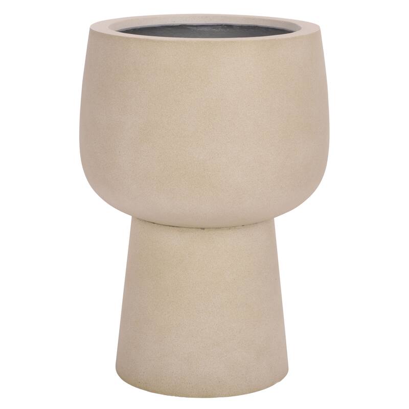 SAFAVIEH Outdoor Living Olivia Pedestal Planter - 17"W x 17"D x 23"H - Beige