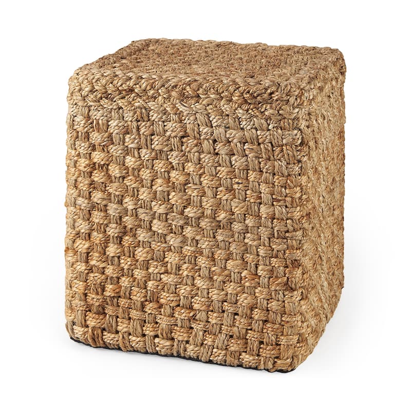 Mercana "Aylin" Brown Jute Square Pouf - Brown