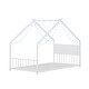 preview thumbnail 30 of 38, Metal House Floor Bed Frame with Roof and Colorful Lights