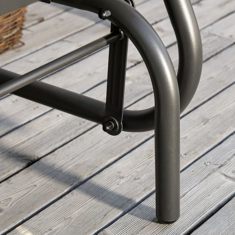 Outsunny Porch Glider, Swing Glider Chair with Breathable Mesh, Curved Armrests and Steel Frame for Garden, Poolside, Balcony