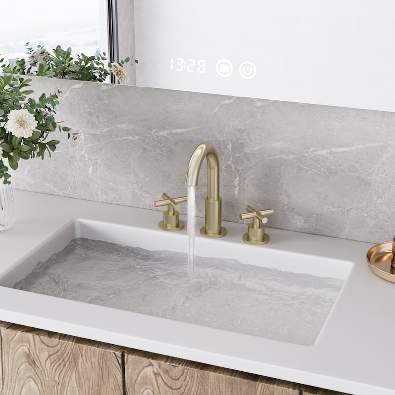 Modland 3-Hole Bathroom Faucet with 360-degree Swivel Spout & CEC Certified, Gold/Black/Nickel