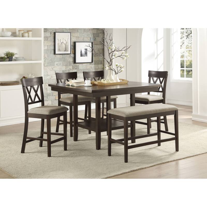 Counter Height Bench 1pc Fabric Upholstered