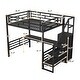 preview thumbnail 11 of 12, Full Size Metal Loft Bed with Desk, Storage Staircase and Small Wardrobe