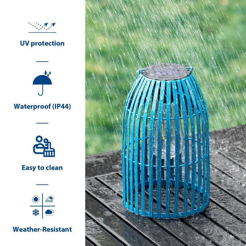 Glitzhome Set of 2 Metal Solar Powered Outdoor Hanging Lantern