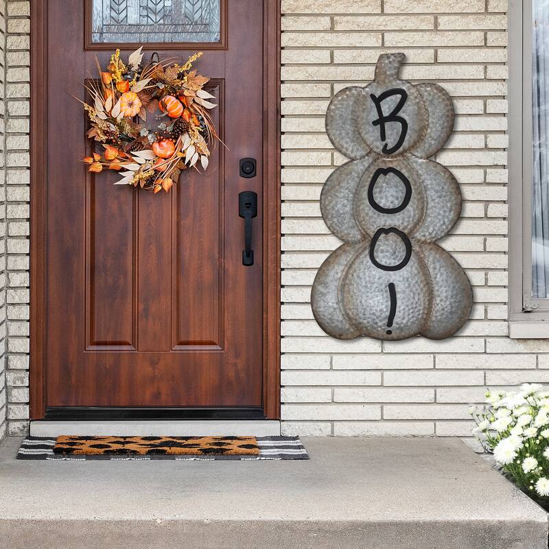Boo! Metal Pumpkin Halloween Decoration - 28"