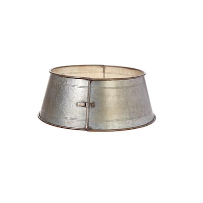 24" Galvanized Metal Christmas Tree Collar - Silver