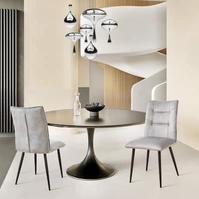 Armless Dining Chairs Set of 2 Velvet Upholstered Chairs with Metal legs, High Back Side Chairs for kitchen, Home Office