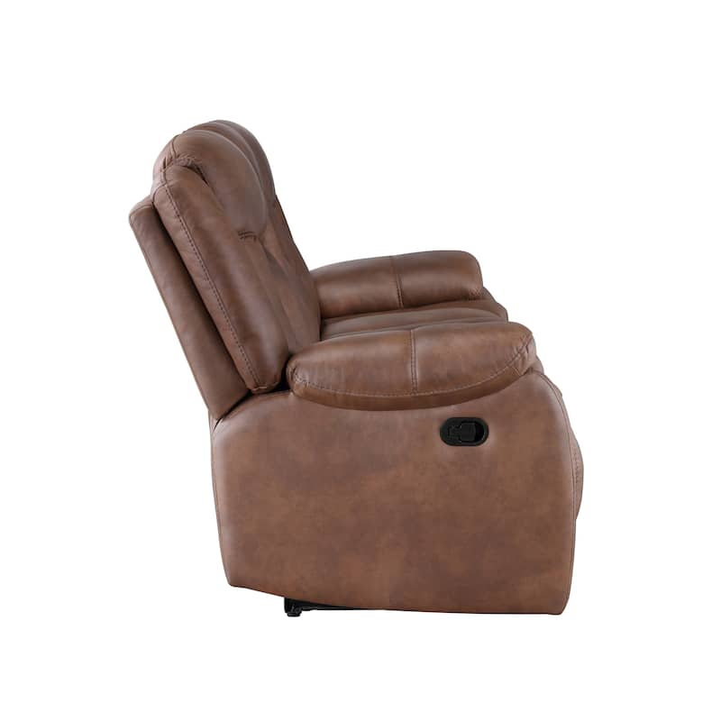 Olaf Manual Glider Recliner Chair, Plush Saddle Brown Faux Leather