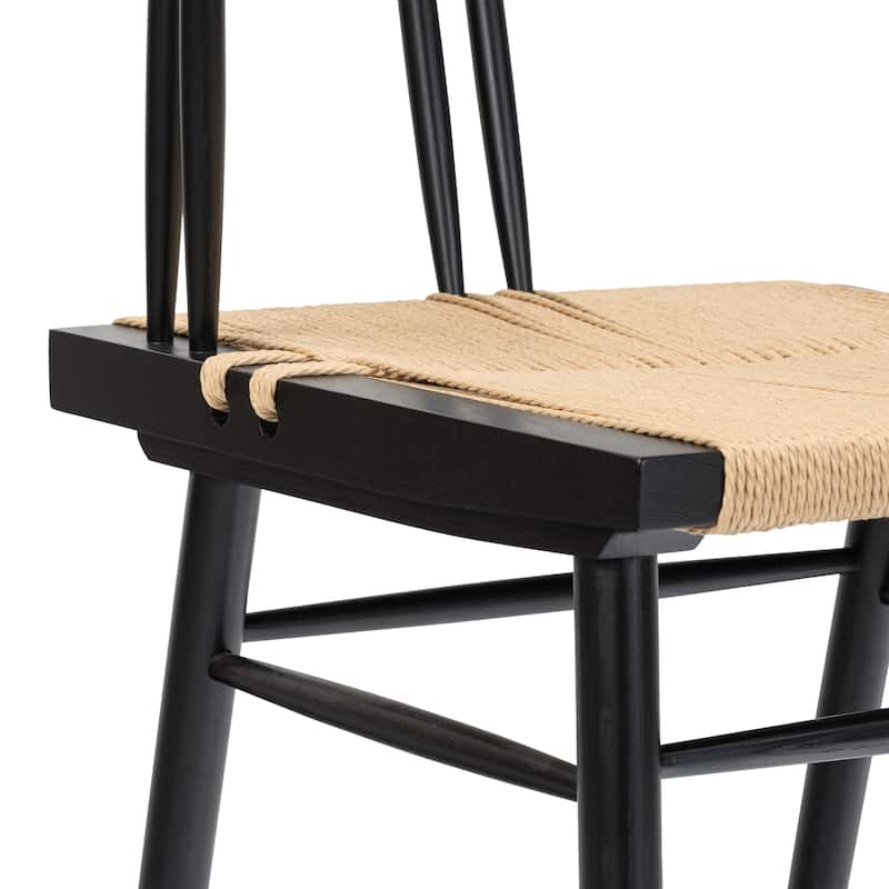 Poly & Bark Ferrara Dining Chair - Wood Frame with Handwoven Hemp Cord Seat