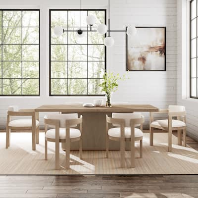 Christopher Knight Home - Amadeus Rubberwood Upholstered 7 Piece Dining Set