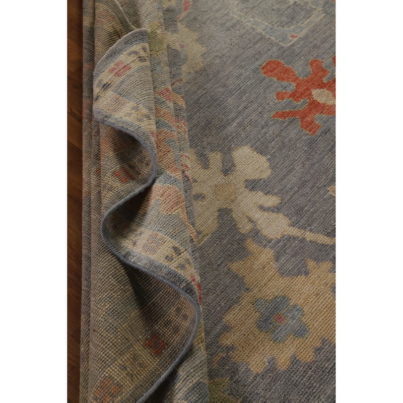 Hand Knotted Oriental 100% Wool Carpet Transitional All-Over Greys & Charcoal Oushak Area Rug - 9' 11'' X 8' 1''