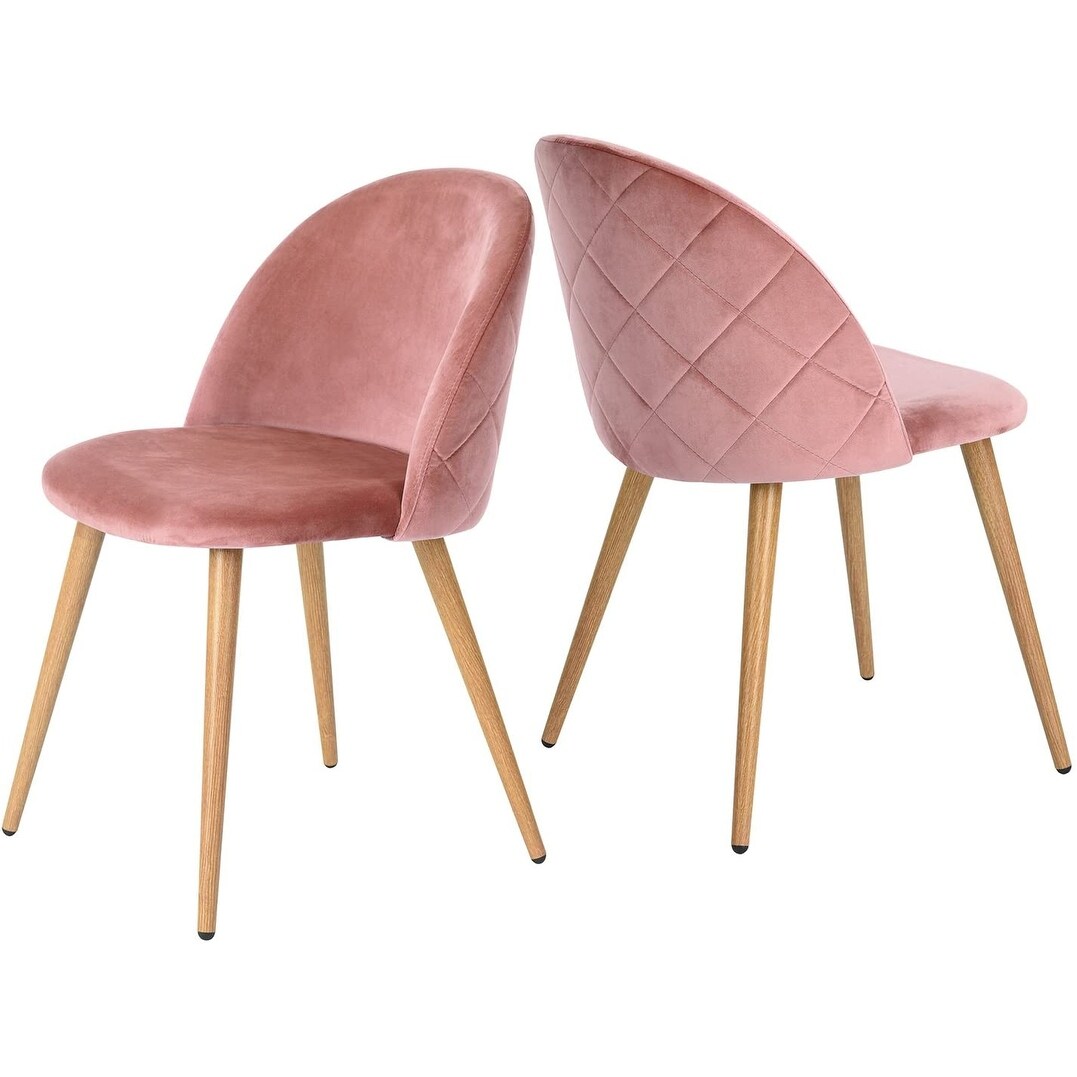 Shop Chair Upholstered In Velvet With Metal Legs Set Of 2 Pink On Sale Overstock 31260510