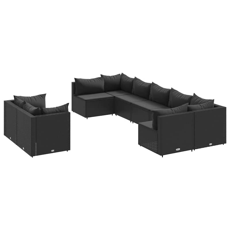 vidaXL Patio Sofa Set Set of 9 Black - 9.8 x 9.8 x 8.9