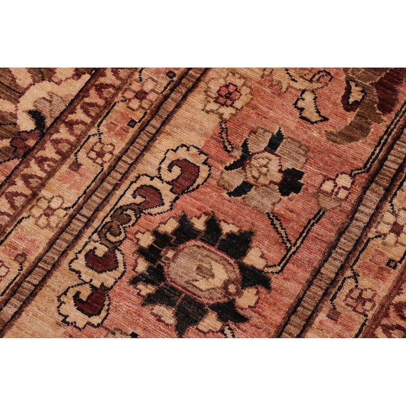 Rustic Heriz Ziegler Yolonda Aubergine Tan Hand-Knotted Rug - 12'2'' x 17'2''