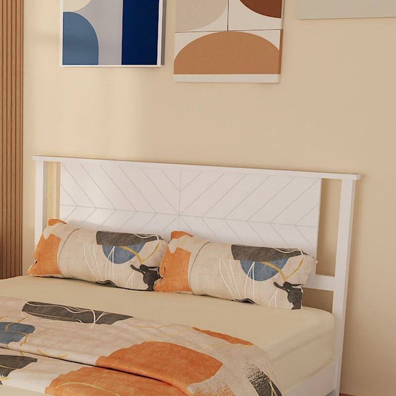 Twin Size Deluxe Bed Frame with Headboard with Solid Wood, No Box Spring Needed, Easy Assembly, White