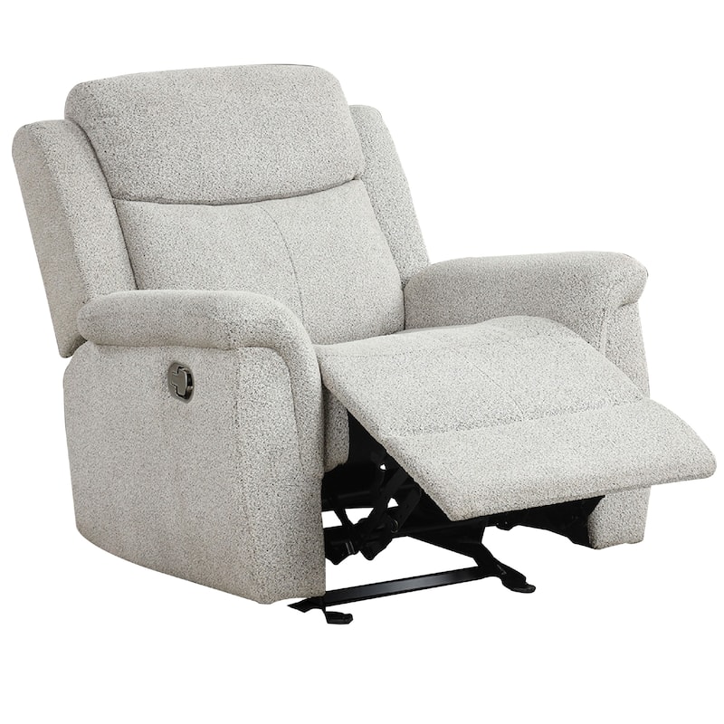 Becy Manual Glider Recliner Chair, Padded Track Arms, Light Gray