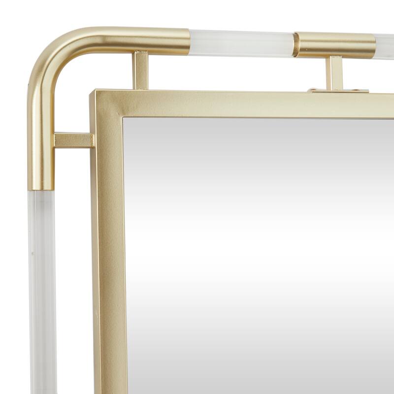 Metal Wall Mirror with Acrylic Details - Gold - CosmoLiving by Cosmopolitan - 1"W x 24"L x 32"H